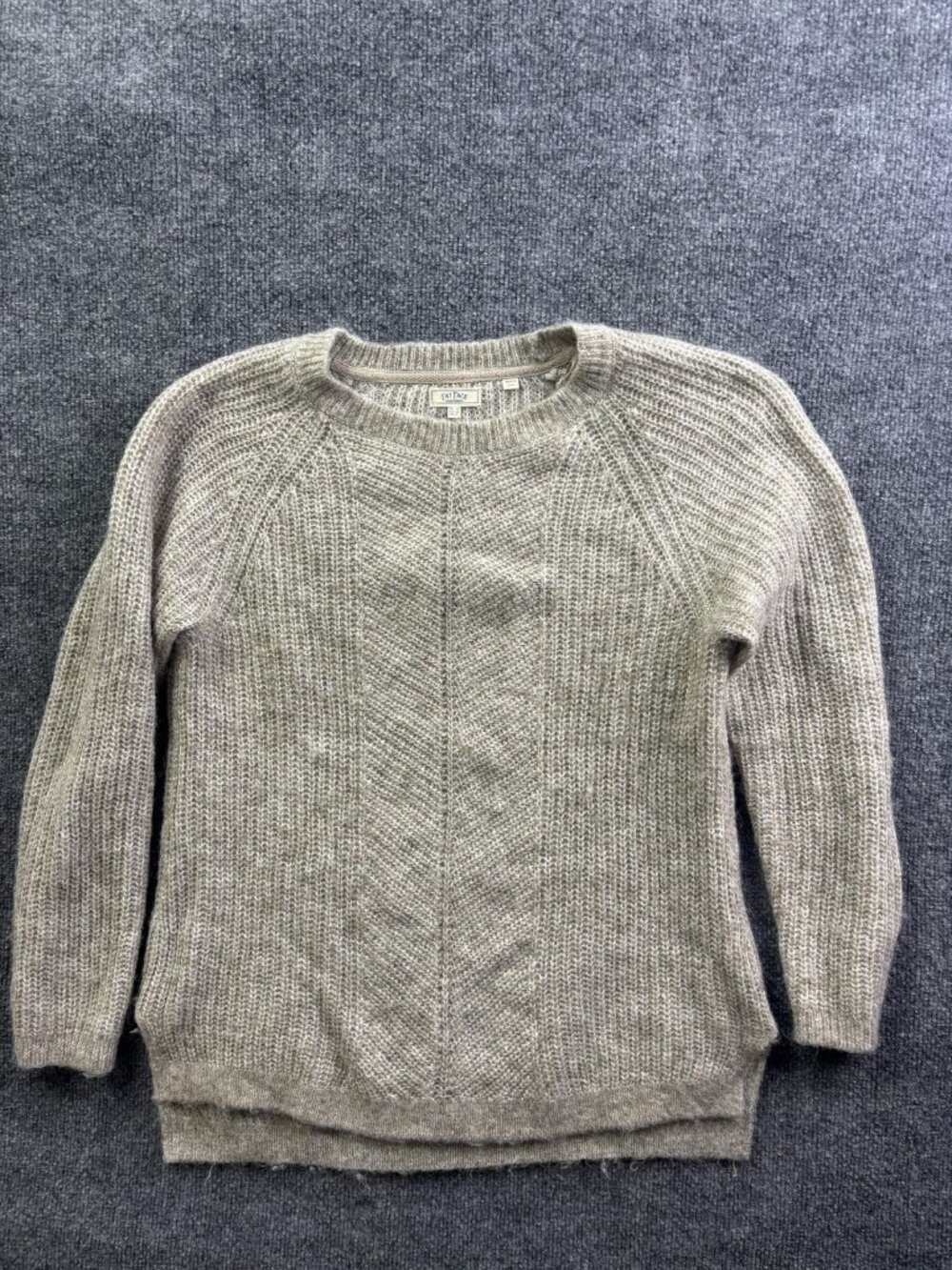 FatFace Sweater Womens 6 Beige Crew Neck Chunky Knit Mohair Blend Pullover